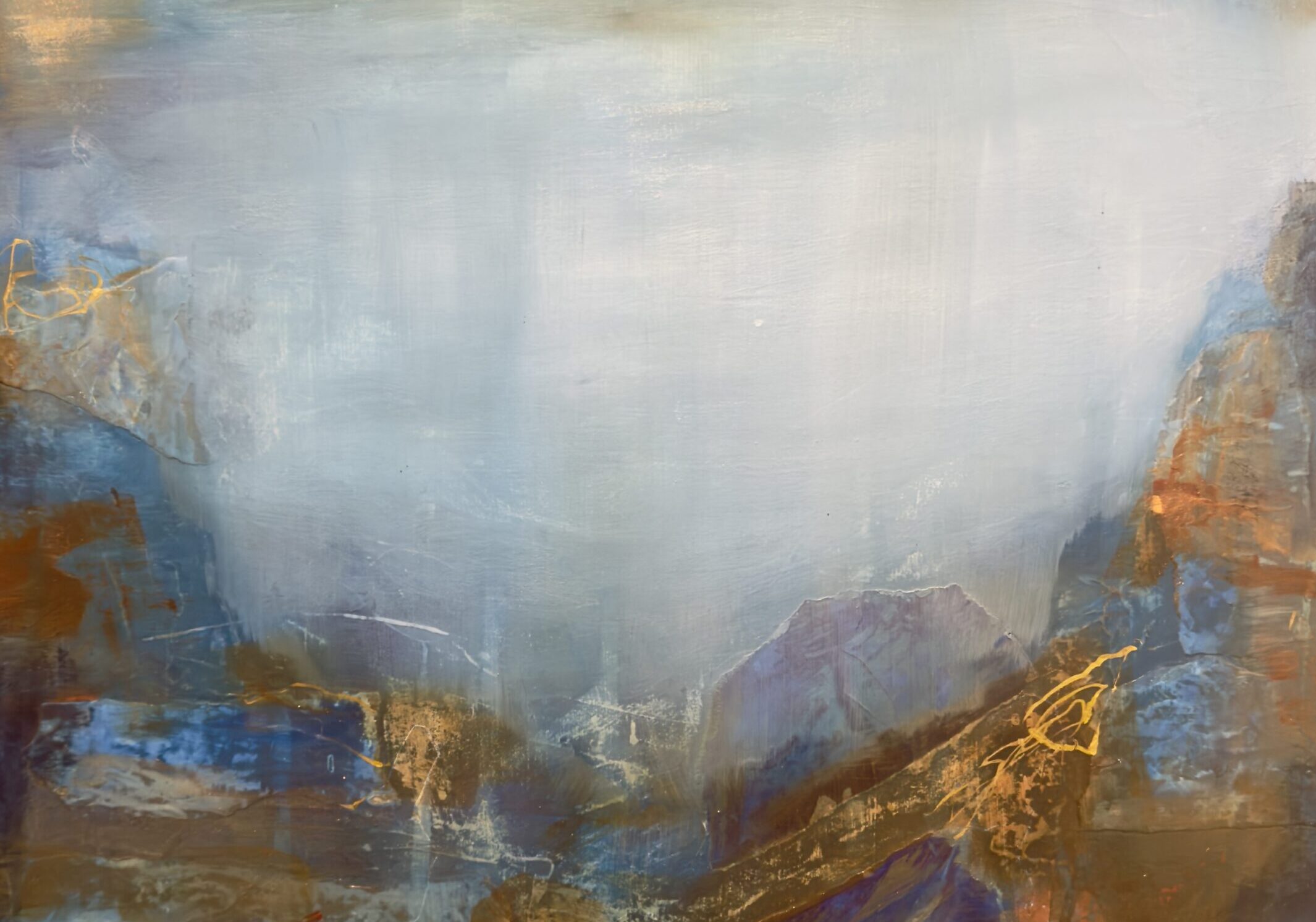 The edge whispers 16x16 panel mixed media